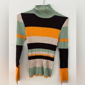 Urban outfitters striped multicolor turtleneck sweater size large